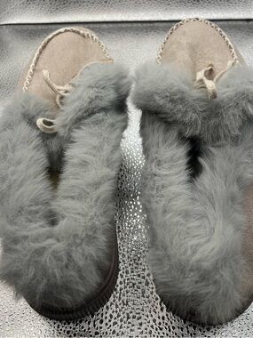 Plush Faux Fur Lined Women's Slippers - Gray